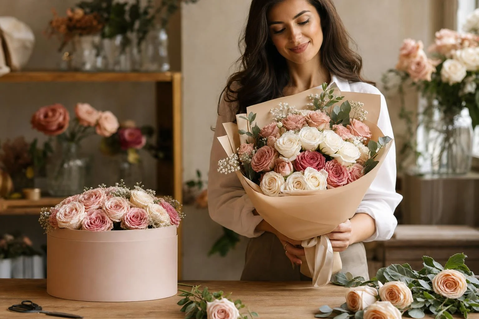 Flower box ili klasični buket od umjetnih ruža: što odabrati za poklon?